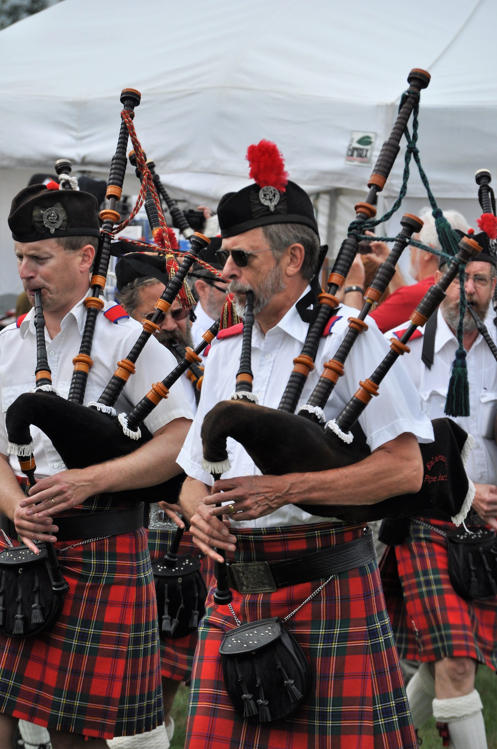 Bagpipe players at the Scottish Festival, Kindleberger Park, Parchment.